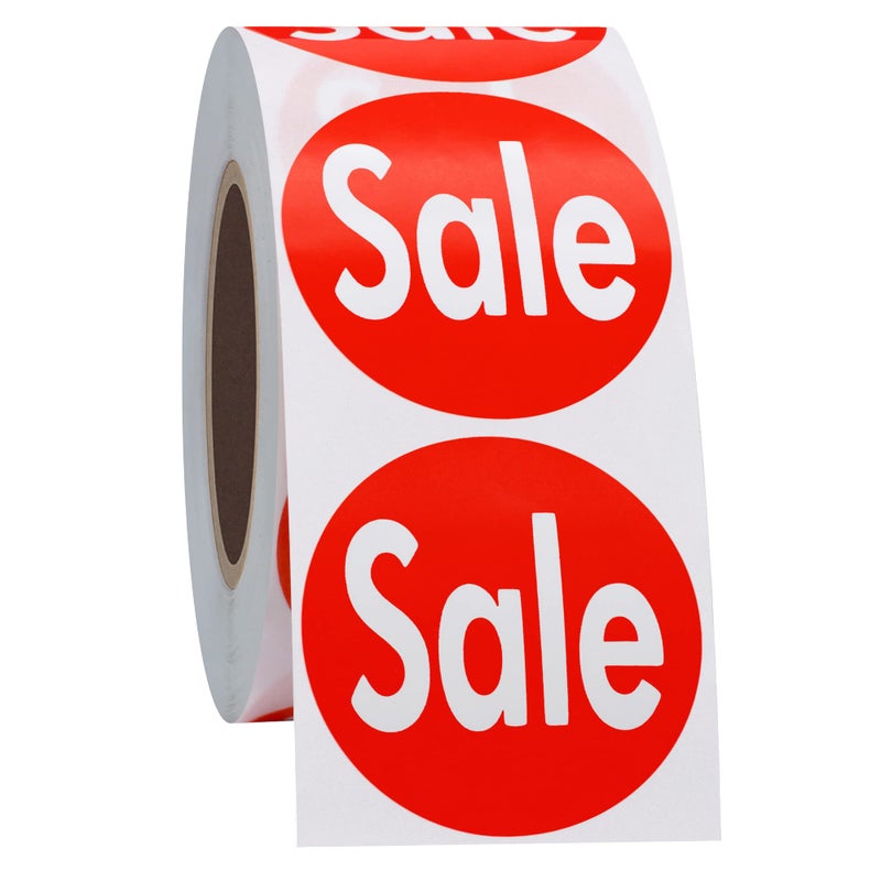 Hybsk Red Retail Sale Stickers 1.5" Round Circle Labels 500 Total Per Roll (Red) - Image 4